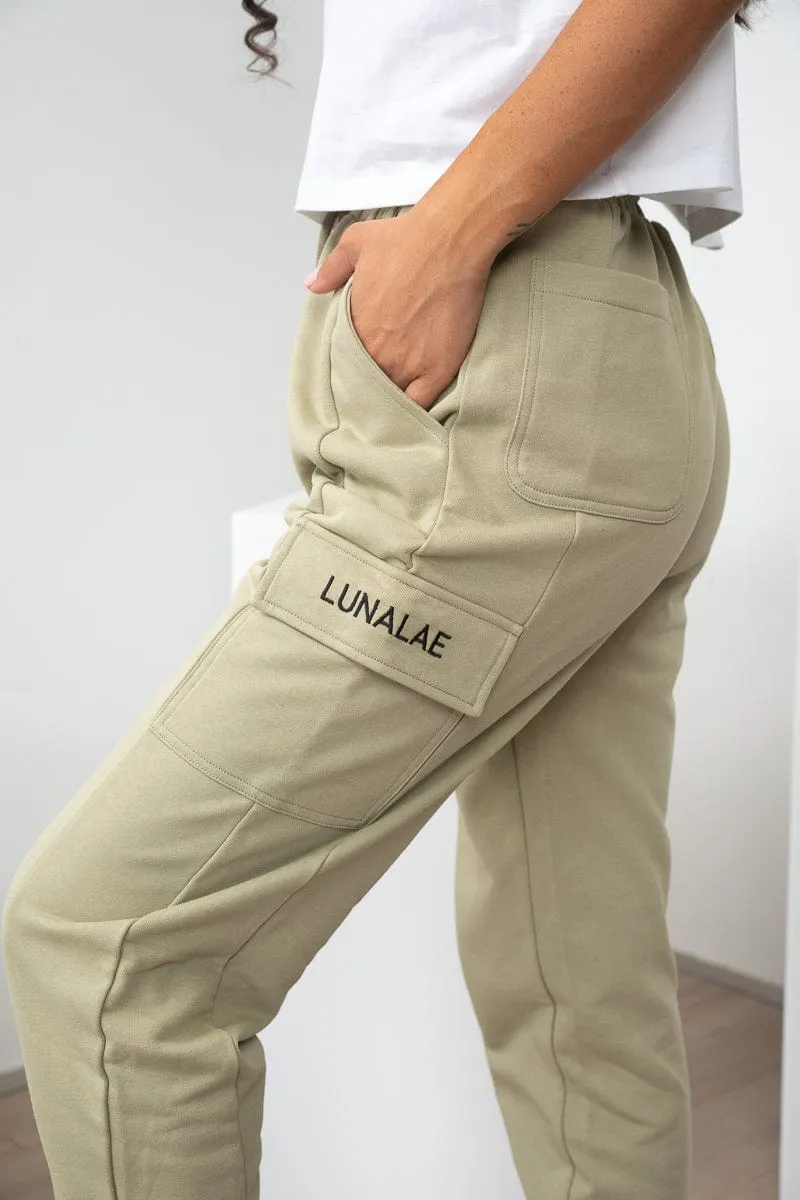 Sweat Pants - Cargo Track Pants Light Khaki