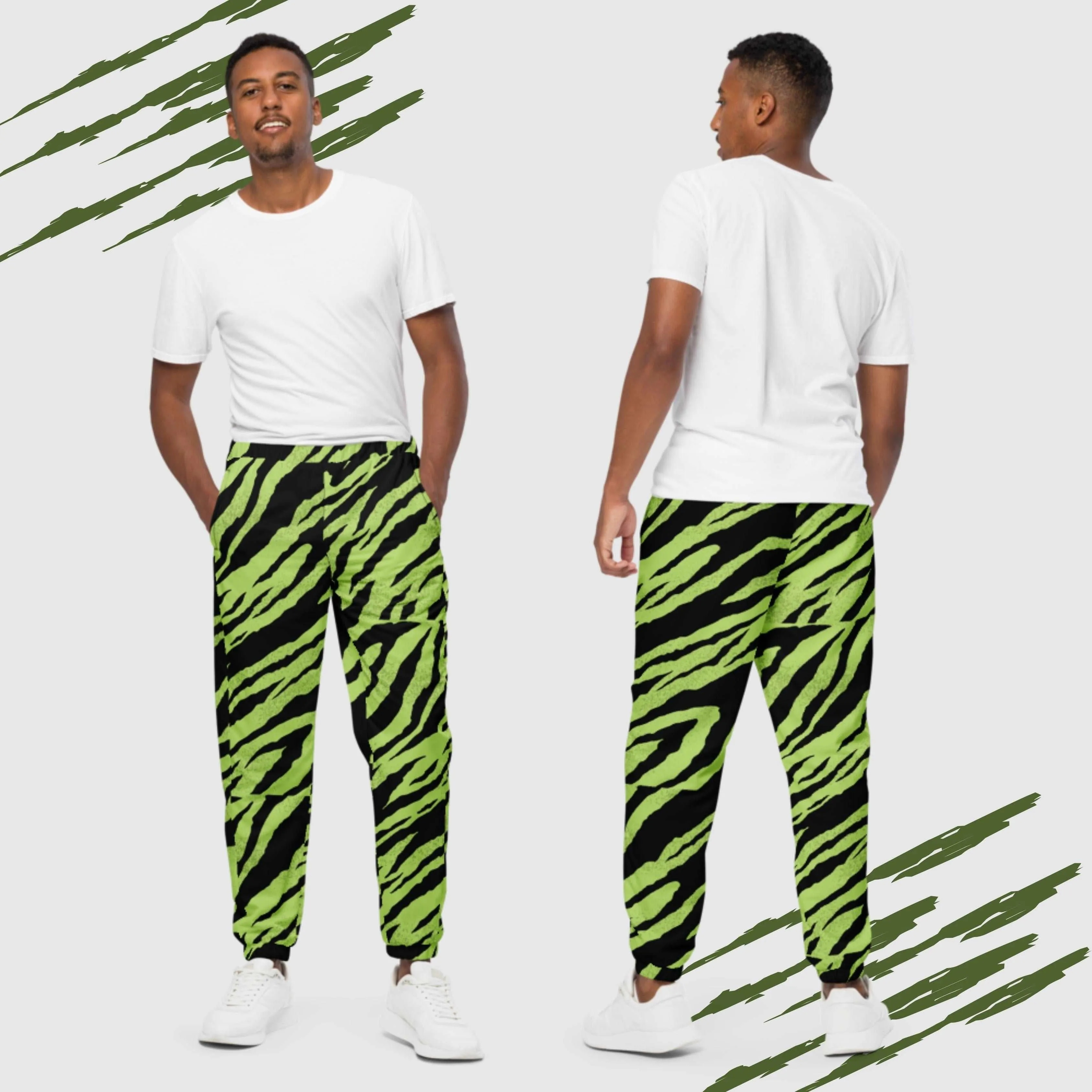 Unisex Green Tiger Pattern Track Pants