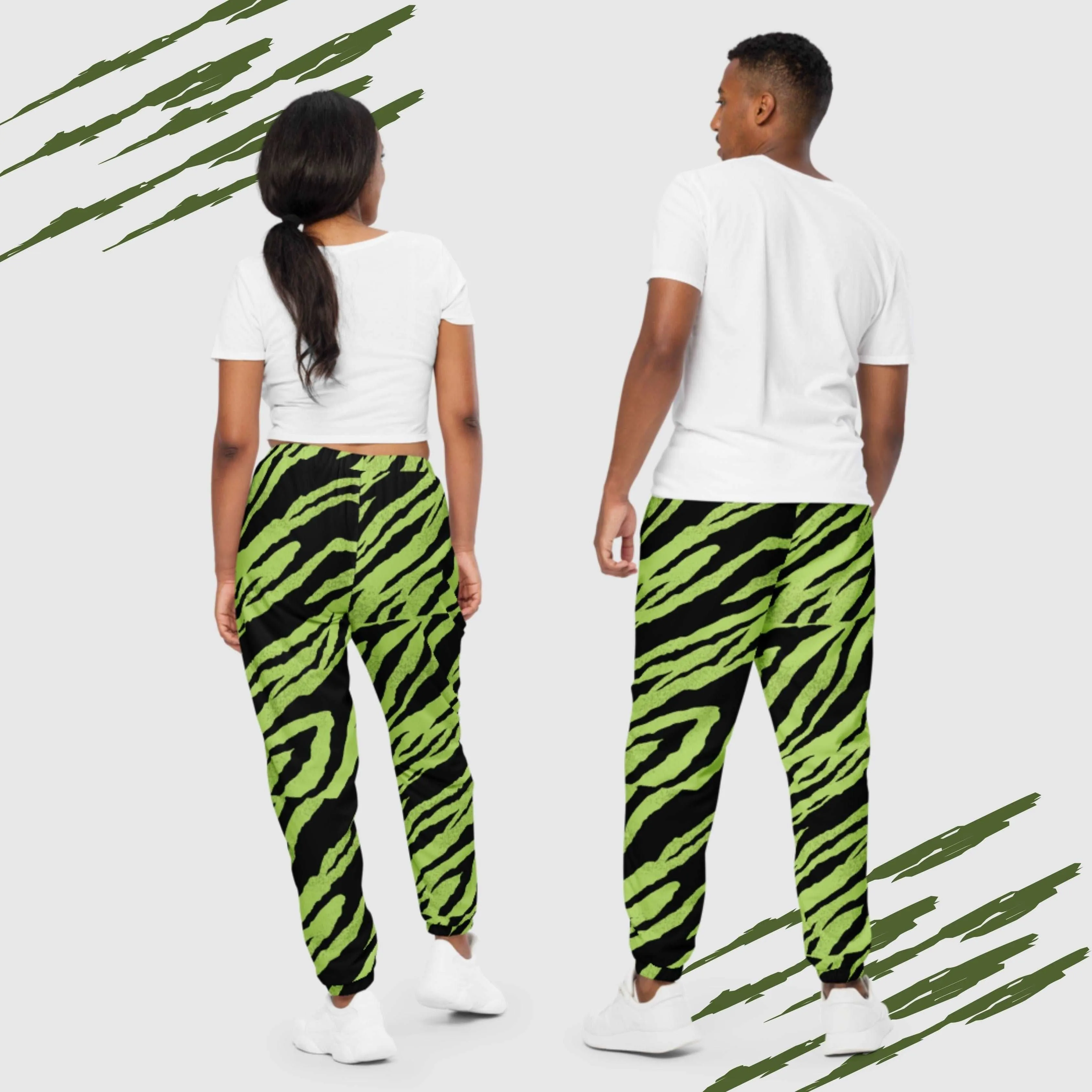 Unisex Green Tiger Pattern Track Pants