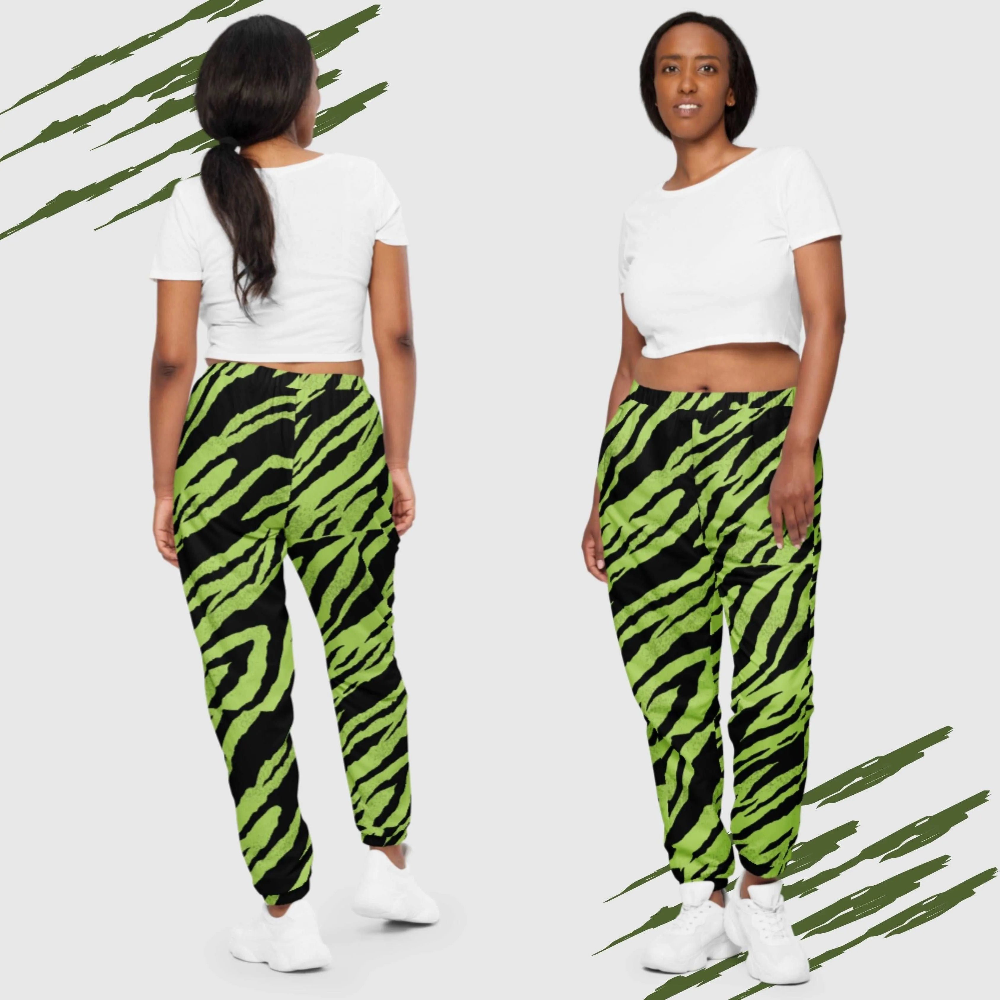 Unisex Green Tiger Pattern Track Pants