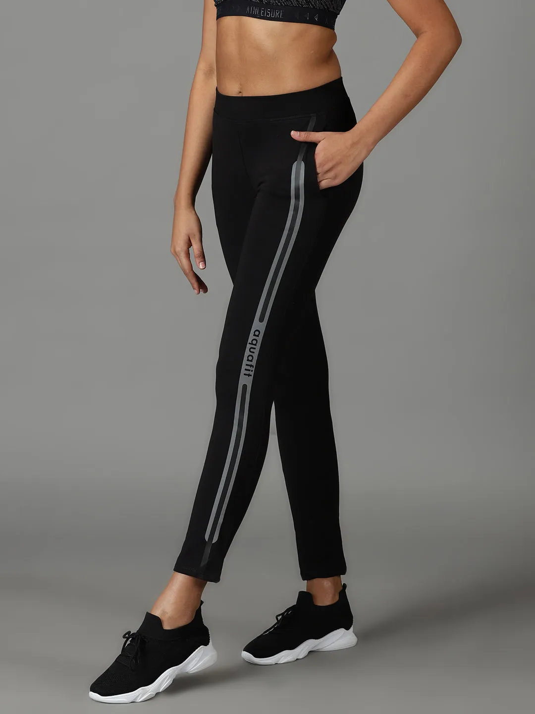 Women's Black Solid Track Pant