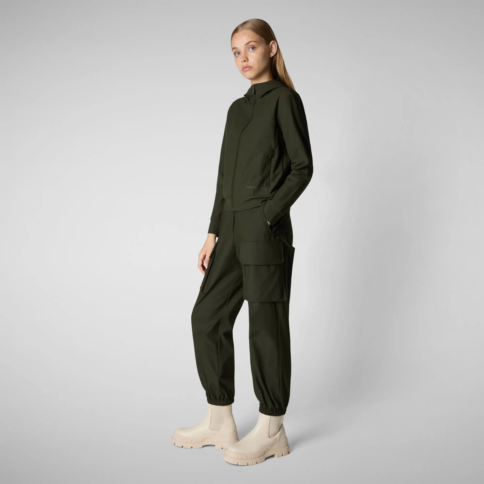 Women's hooded sweatshirt Pear in land green