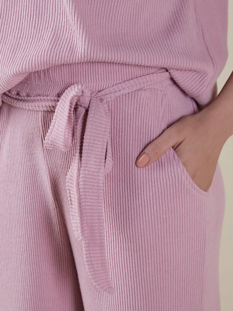 Wunderlove Pink Ribbed Track Pants