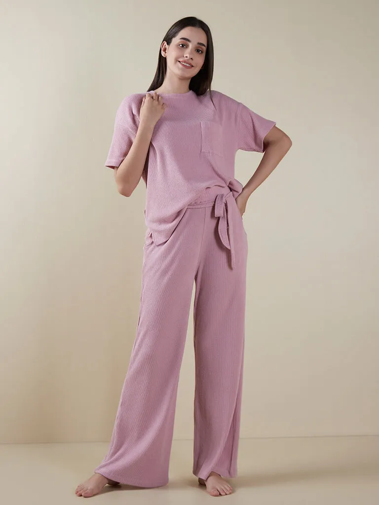 Wunderlove Pink Ribbed Track Pants